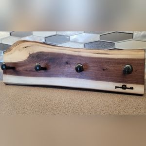 Black walnut with railway spike coat rack